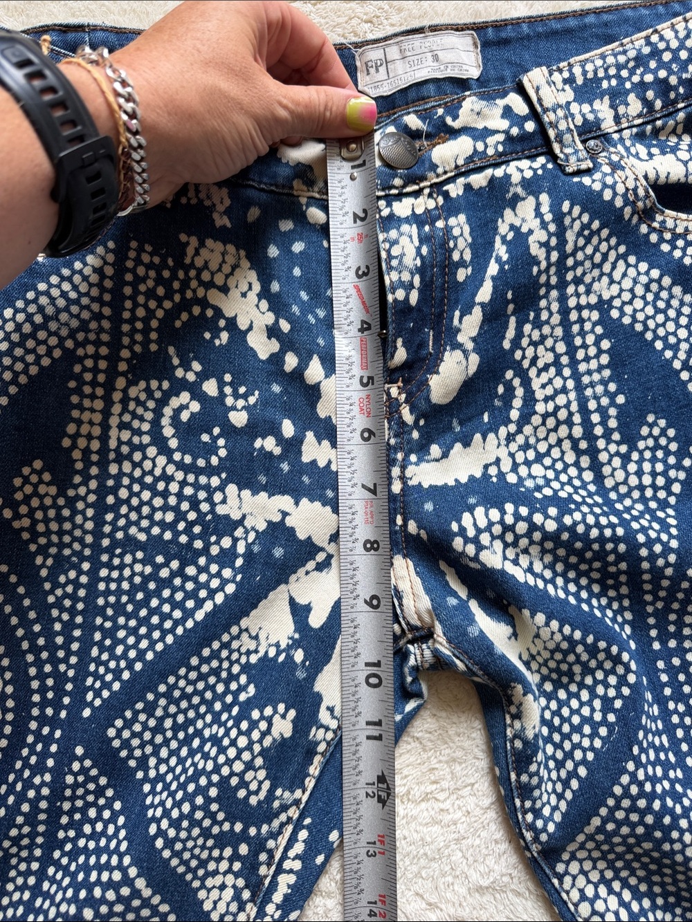 Free People Discharge Bali flare jeans “Malaya” print Size 30 - Picture 8 of 11